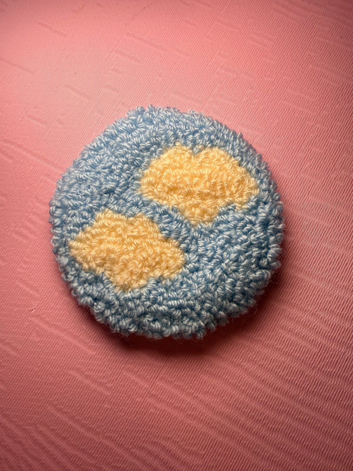 Cloud Car Coaster, Mug Rug, Punch Needle Coaster