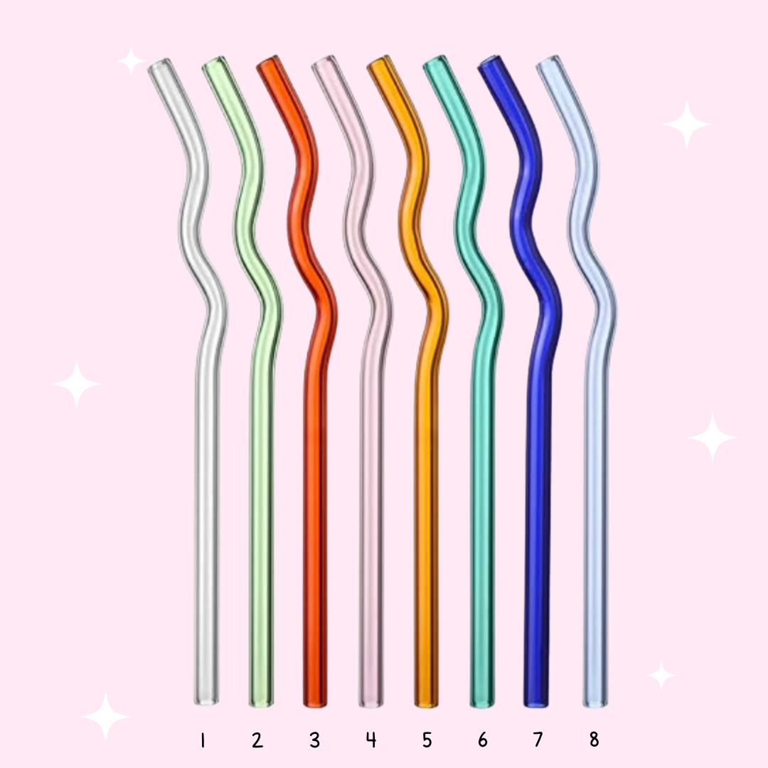 Reusable Colorful Glass Straws – Sold Individually