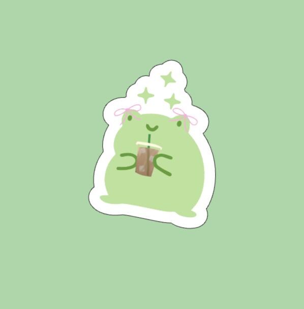Just a Frog (Girl) w/ Drink Sticker
