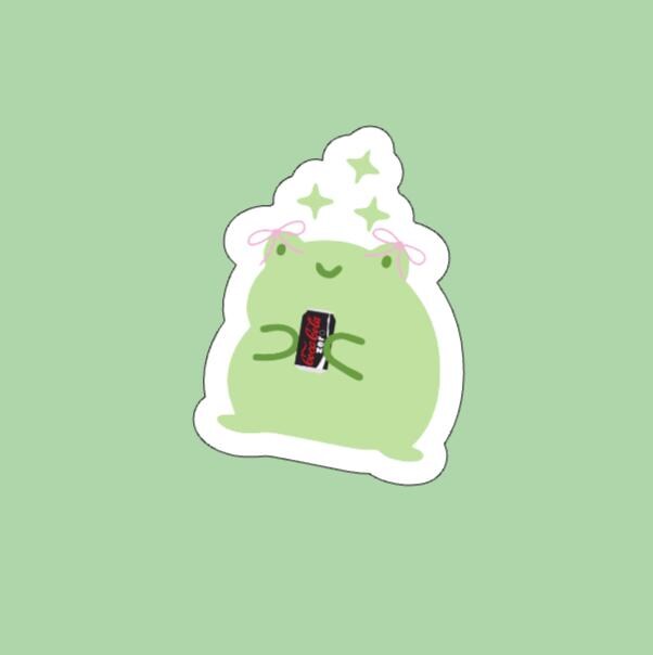 Just a Frog (Girl) w/ Drink Sticker
