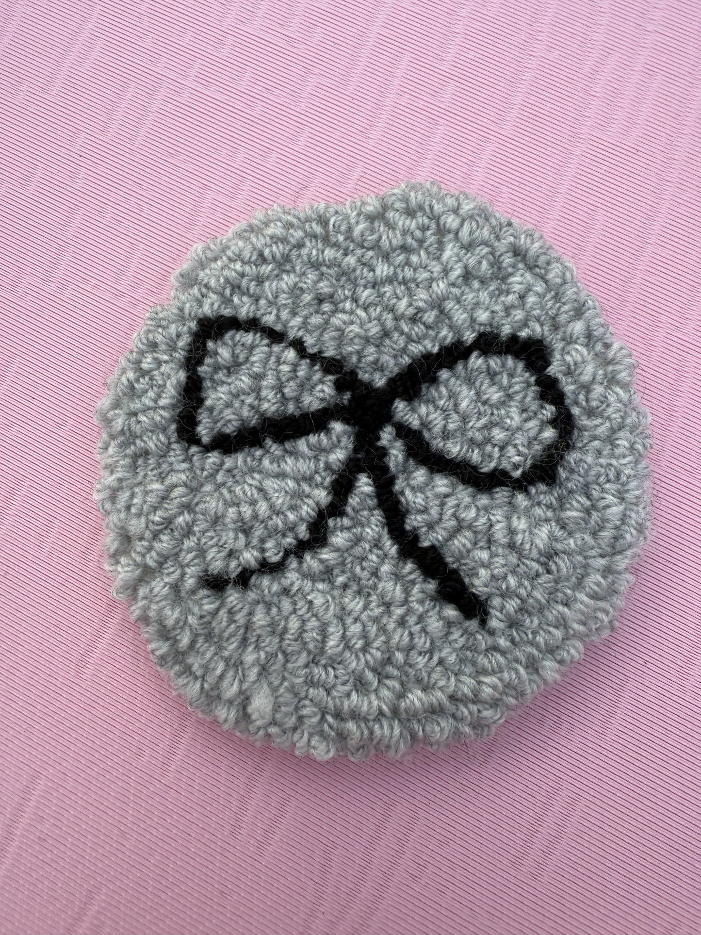 *CUSTOM* Coquette Bow Tufted Car Coaster, Mug Rug, Punch Needle Coaster