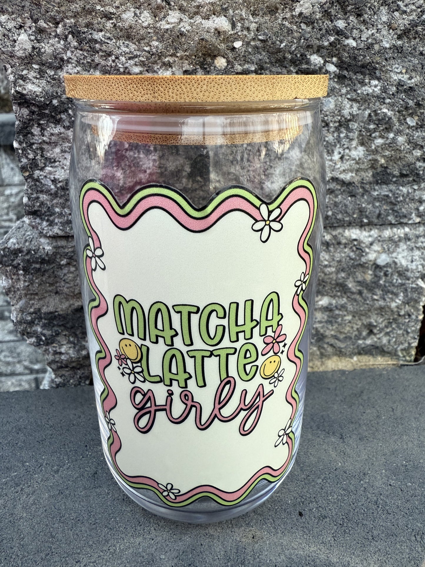 Matcha Latte Girly Glass Can Cup
