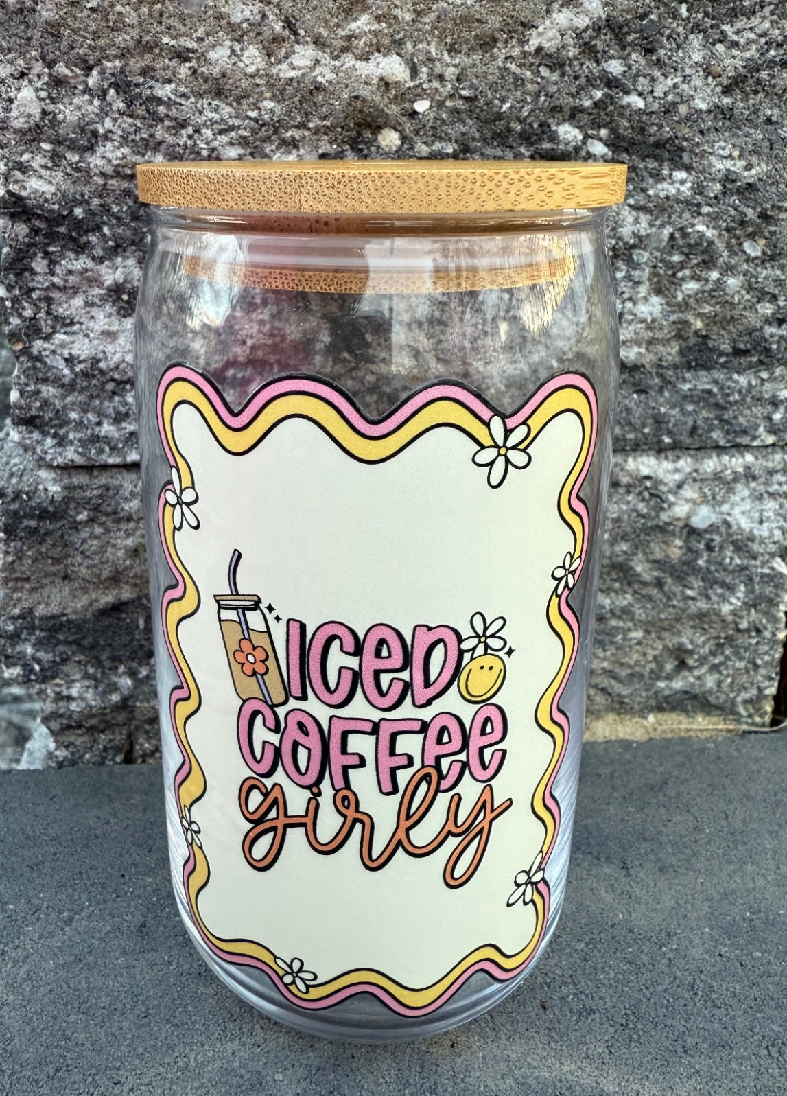 Iced Coffee Girly Glass Can Cup
