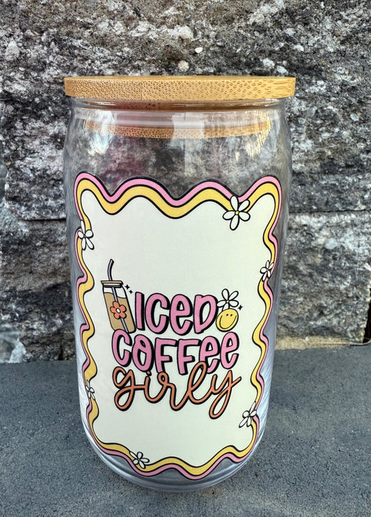 Iced Coffee Girly Glass Can Cup