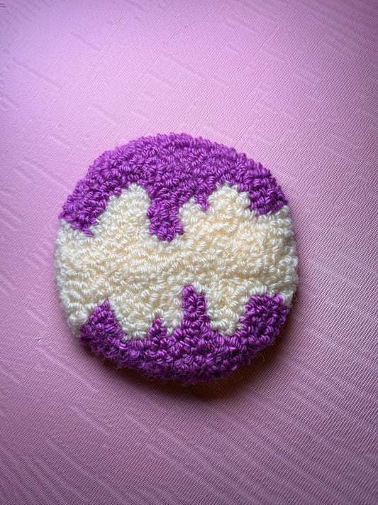 *CUSTOM* Wavy Tufted Car Coaster, Mug Rug, Punch Needle Coaster