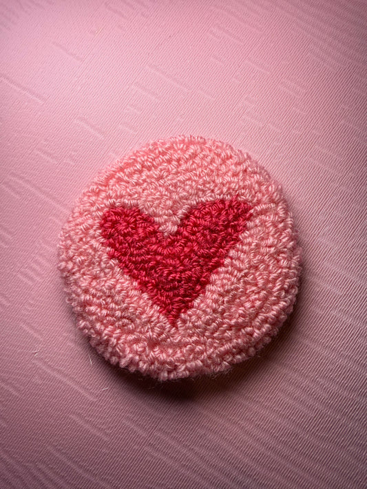*CUSTOM* Heart Tufted Car Coaster, Mug Rug, Punch Needle Coaster