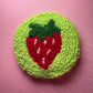 *CUSTOM* Strawberry Tufted Car Coaster, Mug Rug, Punch Needle Coaster