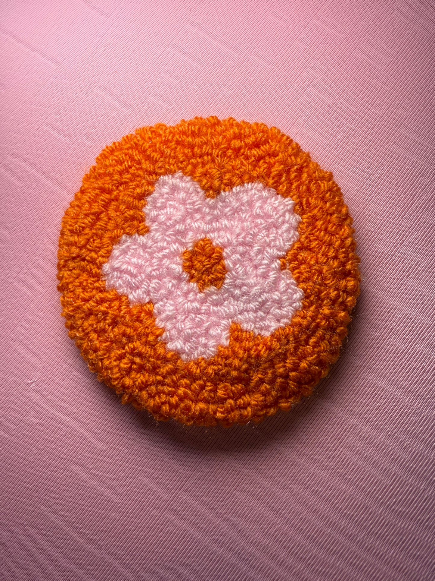 *CUSTOM* Flower Tufted Car Coaster, Mug Rug, Punch Needle Coaster