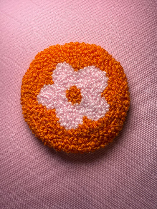 *CUSTOM* Flower Tufted Car Coaster, Mug Rug, Punch Needle Coaster