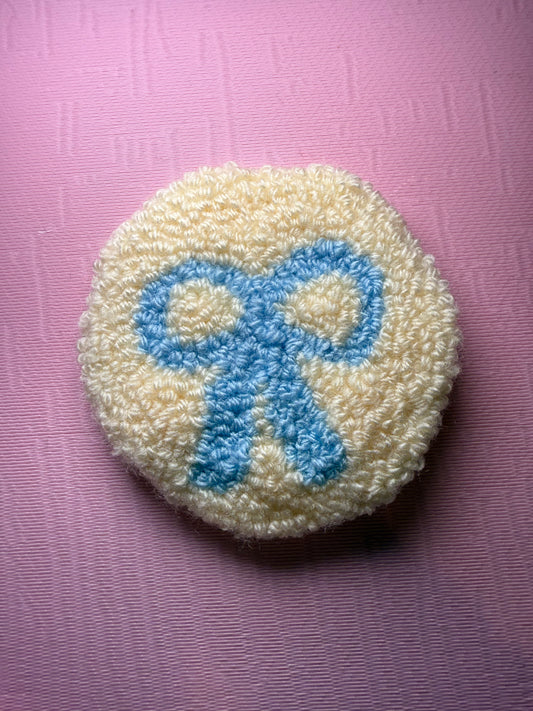 *CUSTOM* Coquette Big Bow Car Coaster, Mug Rug, Punch Needle Coaster