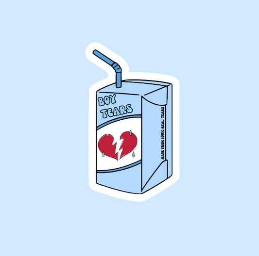 Boy Tears Juice Box Sticker