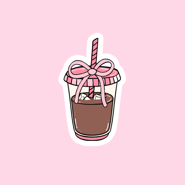 Iced Coffee Coquette Bow Sticker