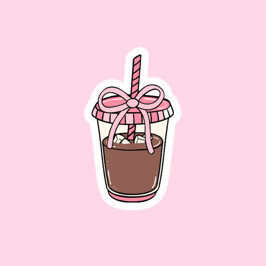 Iced Coffee Coquette Bow Sticker