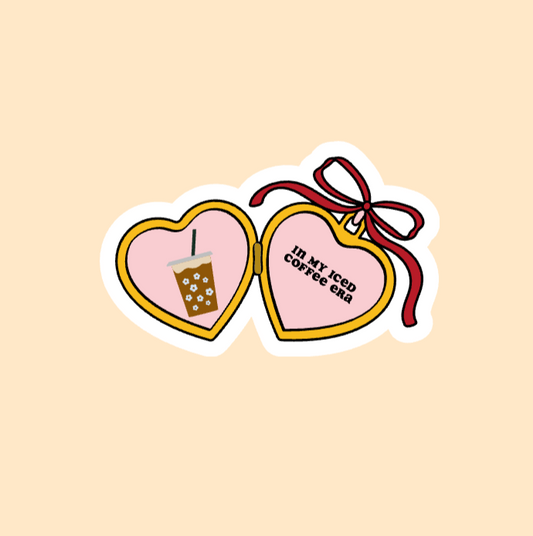 In My Iced Coffee Era Heart Locket Sticker