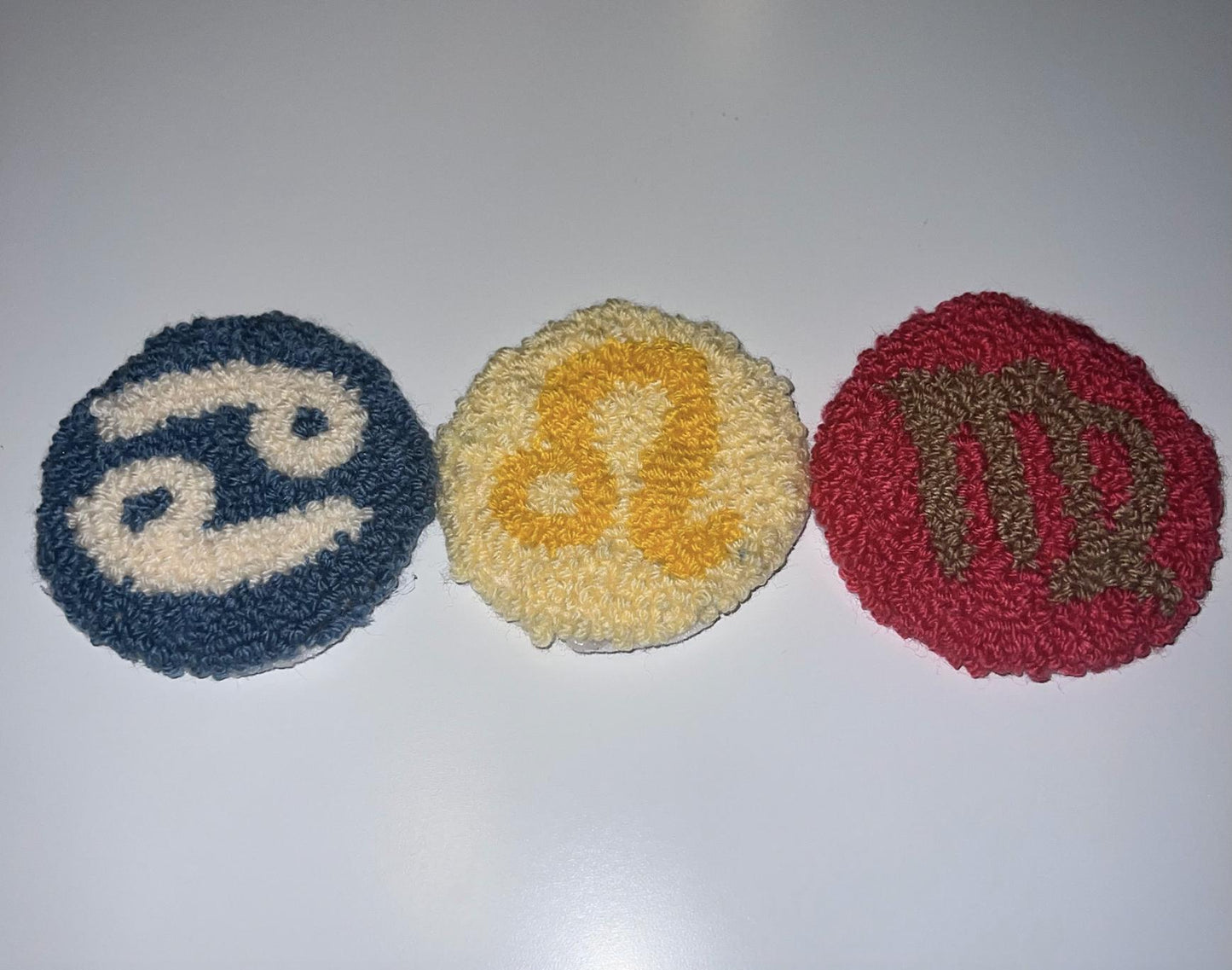 Zodiac, Astrology, Birth Sign, Tufted Coaster, Mug Rug, Punch Needle Coaster