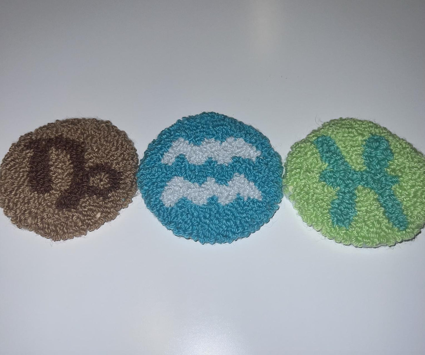 Zodiac, Astrology, Birth Sign, Tufted Coaster, Mug Rug, Punch Needle Coaster
