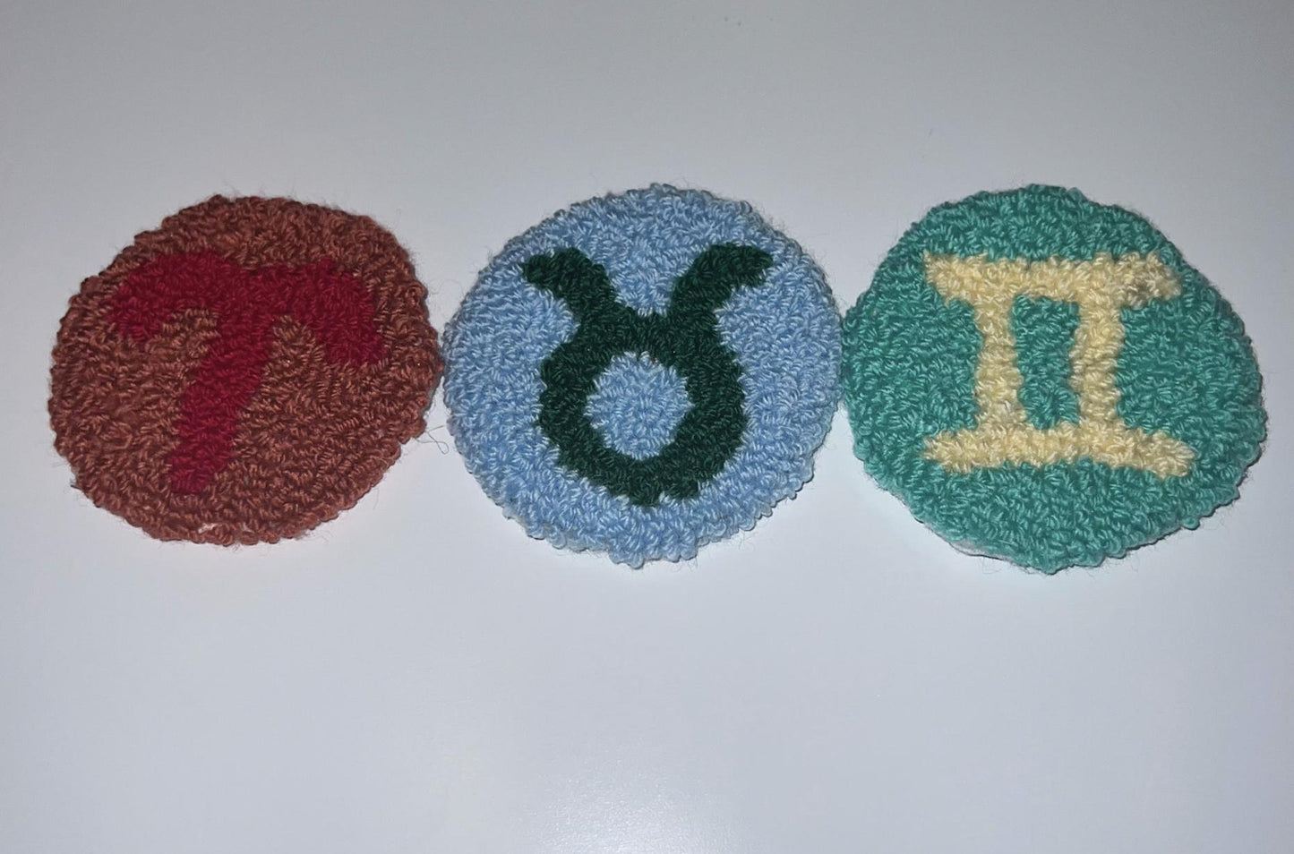 Zodiac, Astrology, Birth Sign, Tufted Coaster, Mug Rug, Punch Needle Coaster